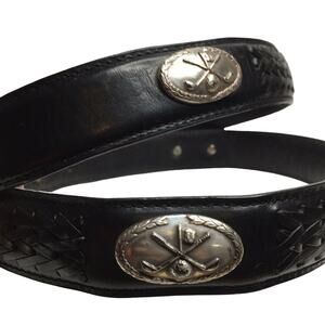 John Rich & Bros Woolrich Black Leather Silver Golf Decorations, Men’s 42